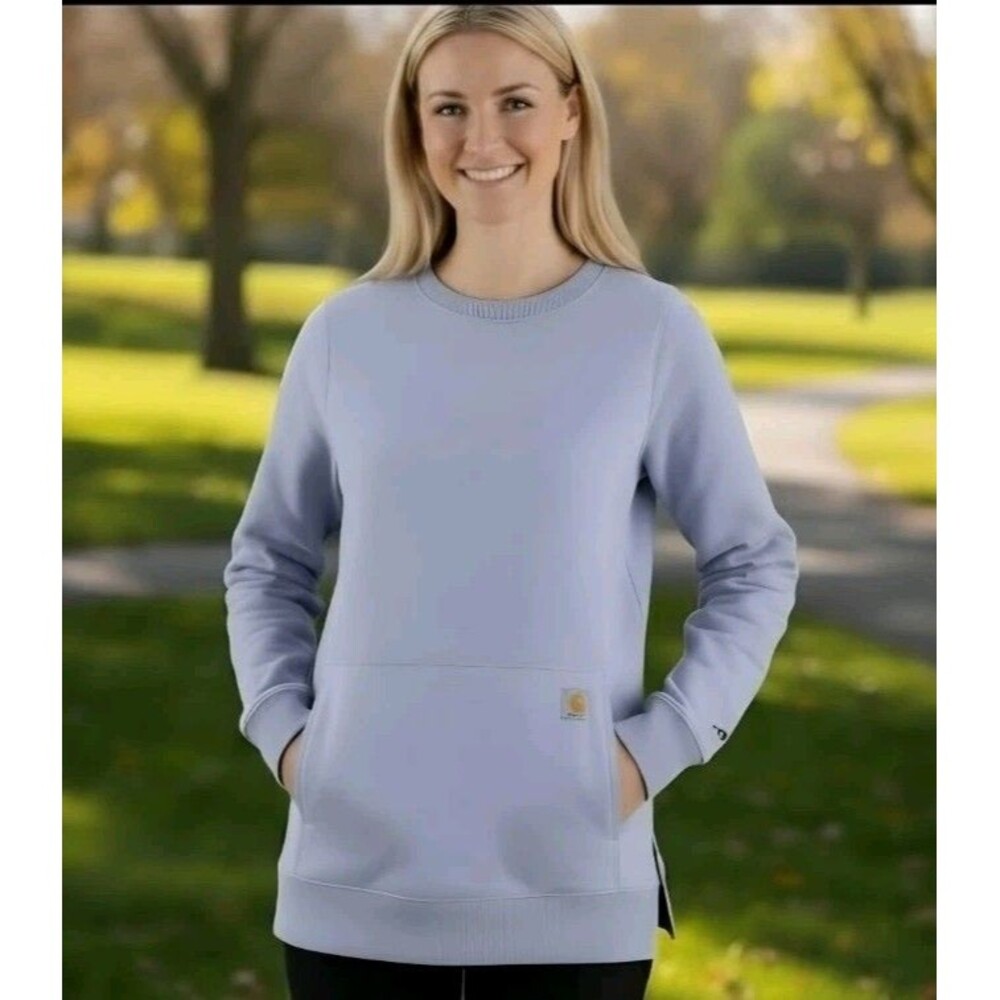 Carhartt Force Sweatshirt Lilac Kangaroo Pocket Lightweight Size L Casual, Cozy